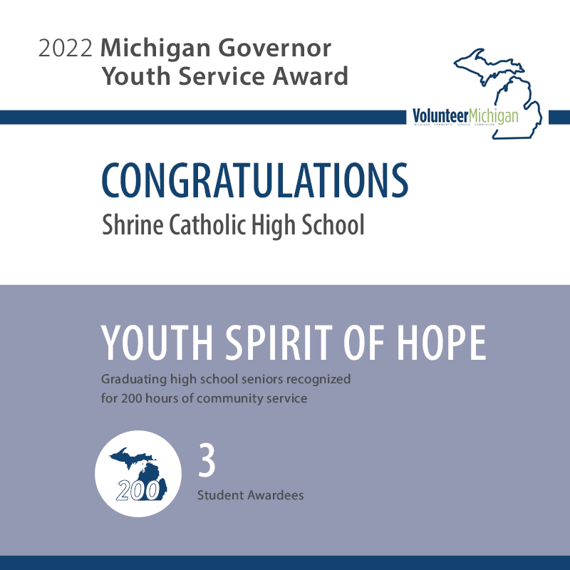 2021-22 Michigan Governor Youth Service Awards