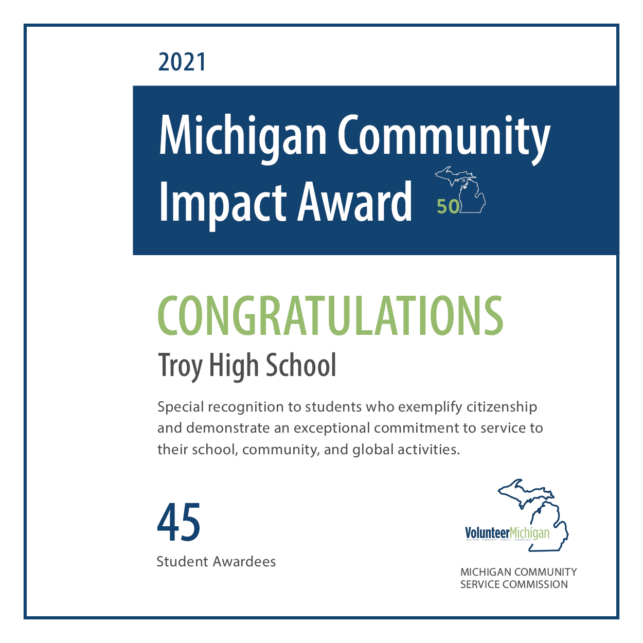 2020-21 Michigan Community Impact Award