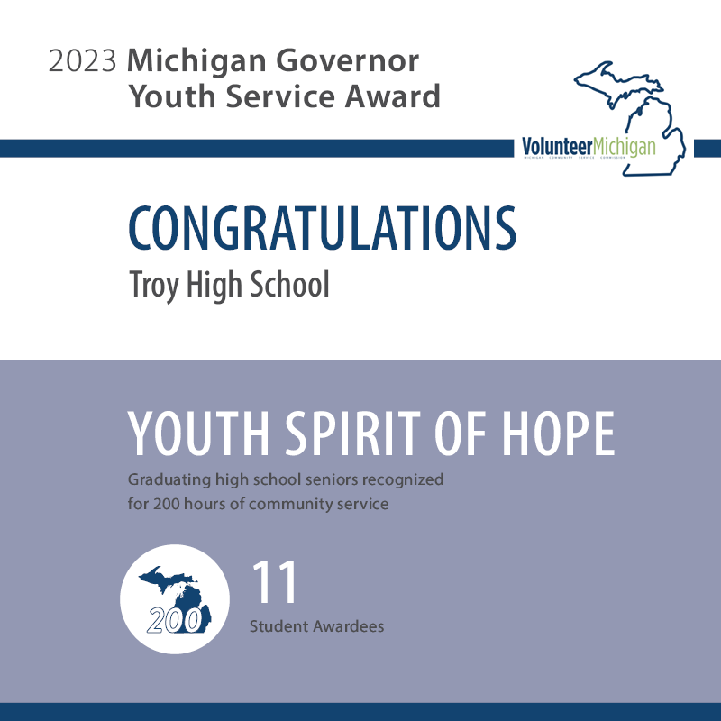 2023-23 Michigan Governor Youth Service Awards